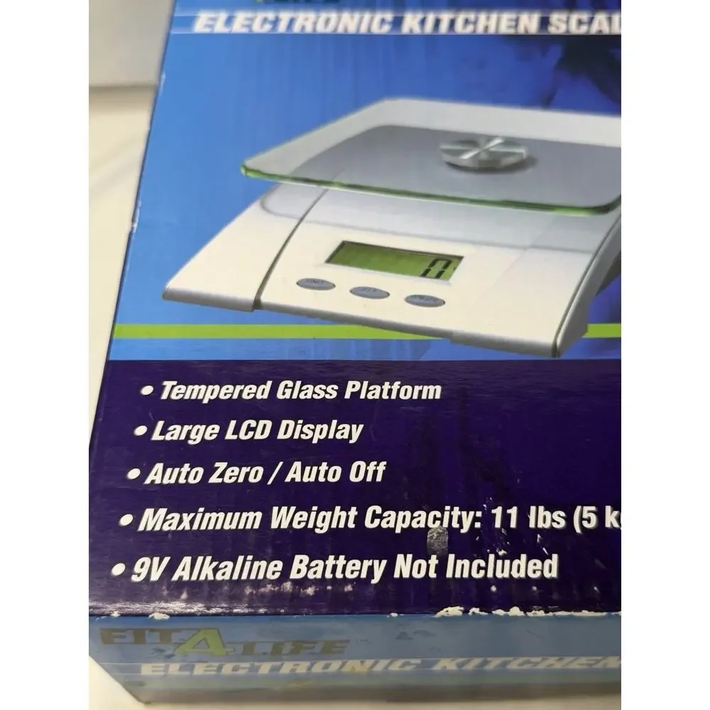 Fit 4 Life Electronic Kitchen Scale Digital Tempered Glass LCD Display 11 lbs